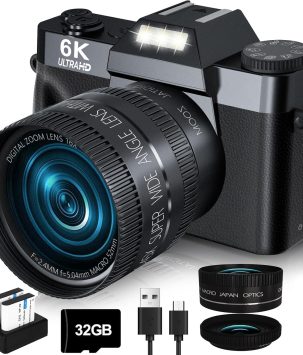 2024 Upgrade VJIANGER Digital Camera for Photography Vlogging Camera for YouTube with WiFi, 180° Flip Screen, 16X Digital Zoom, 52mm Lens, 2 Batteries, 32GB Micro SD Card(Black)