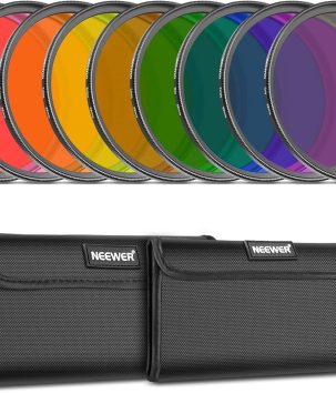 NEEWER 9PCS Full Color Lens Filter Set, 58mm Resin Lens Filters with Red, Orange, Blue, Yellow, Green, Brown, Purple, Pink, Gray Color Available with 2 Pouches, Camera Lens Accessories